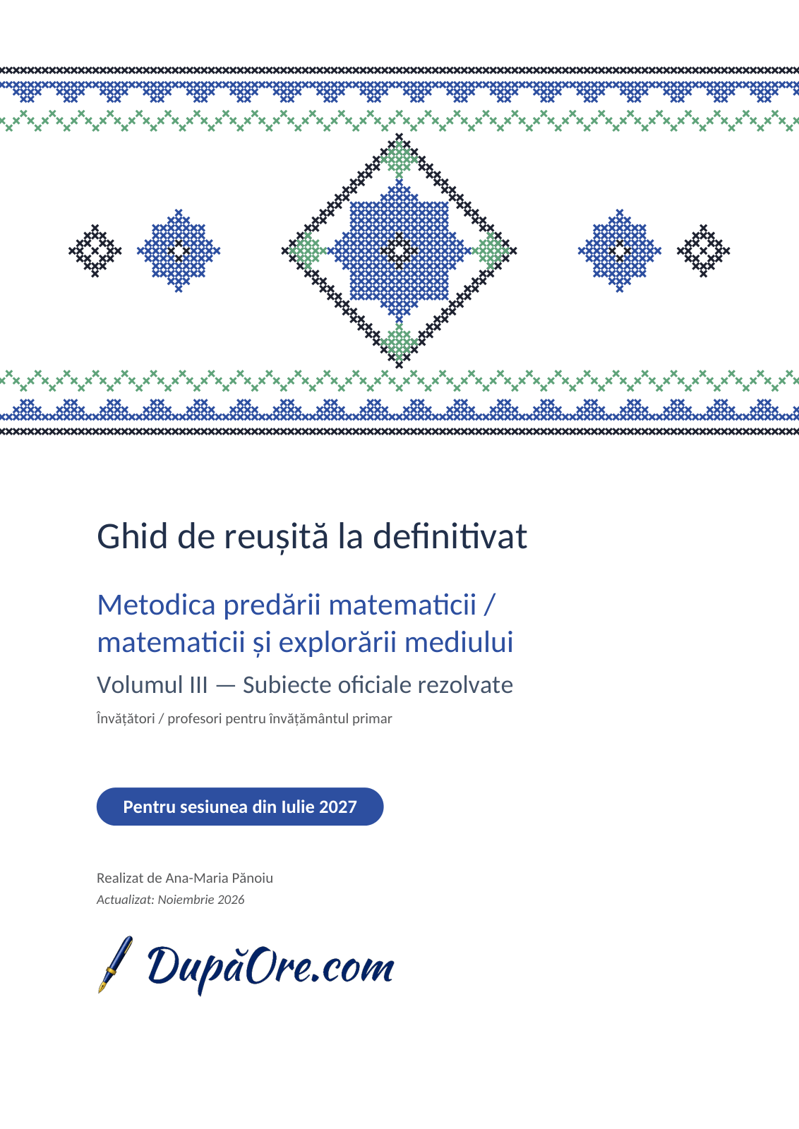 Coperta: Metodica predării matematicii / MEM, Subiecte oficiale rezolvate.