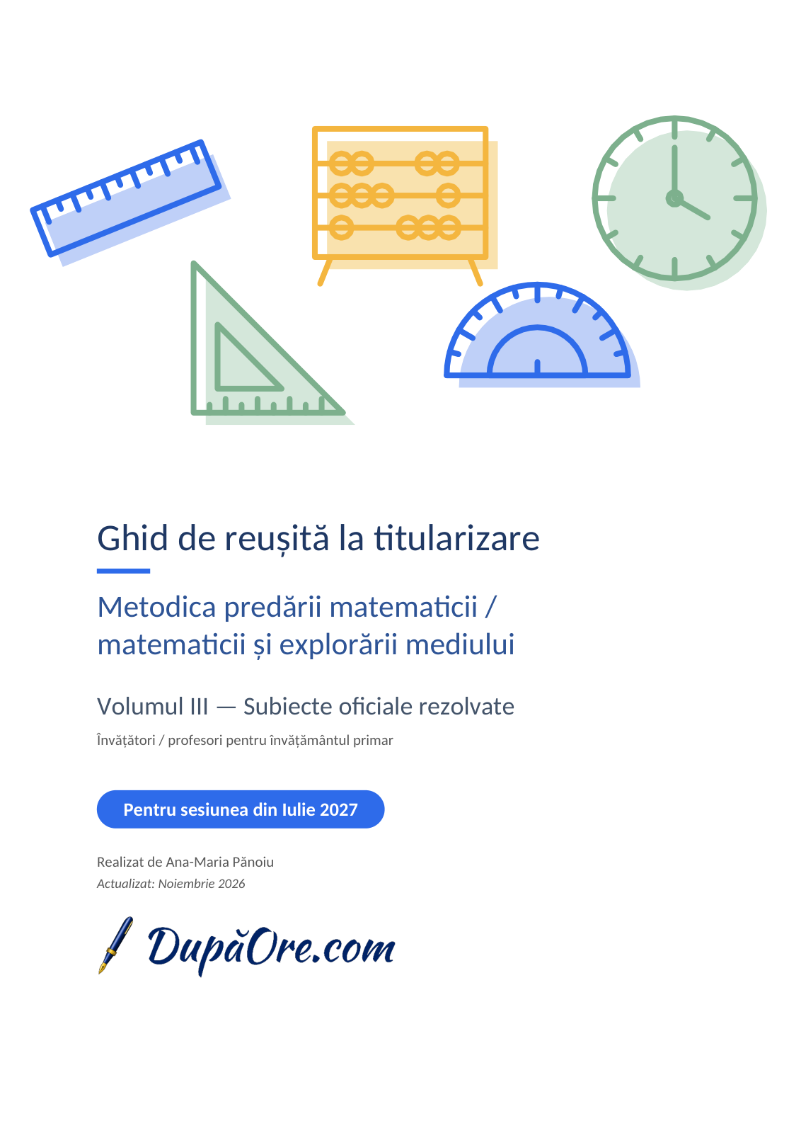 Coperta: Metodica predării matematicii / MEM, Subiecte oficiale rezolvate.